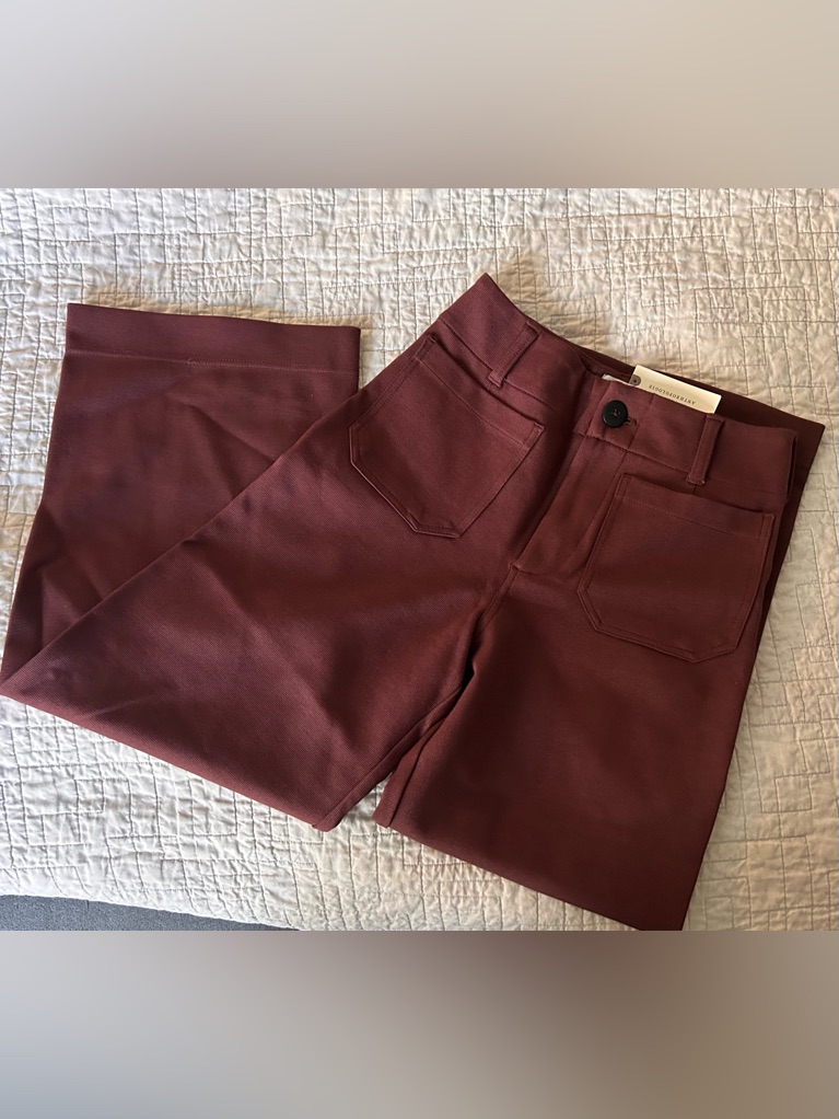 Maeve Wine High-Rise Crop Pant